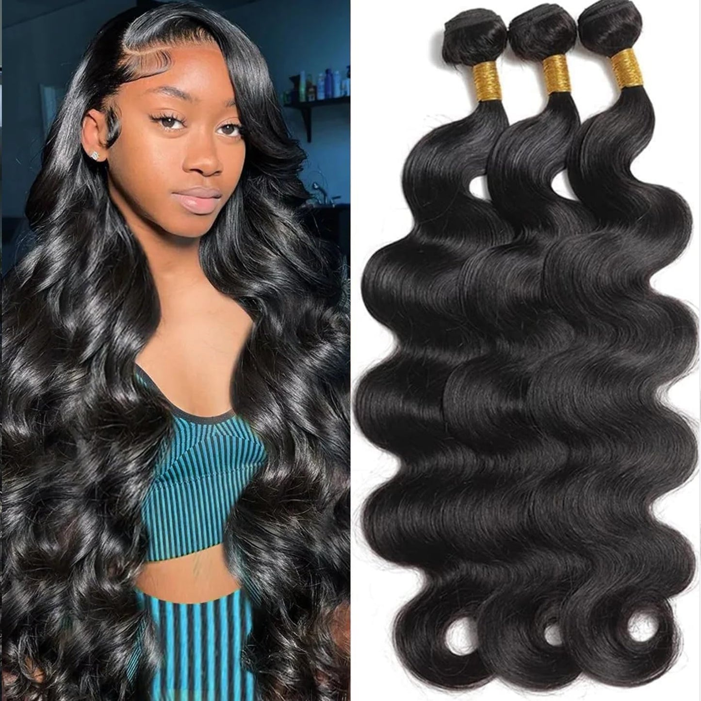 12A Human Hair Bundles 20 22 24 26 Inch Body Wave Bundles Human Hair 100% Unprocessed Brazilian Virgin Hair 4 Bundles Deals Human Hair Extensions Quick Weave Bundles Human Hair Natural Black