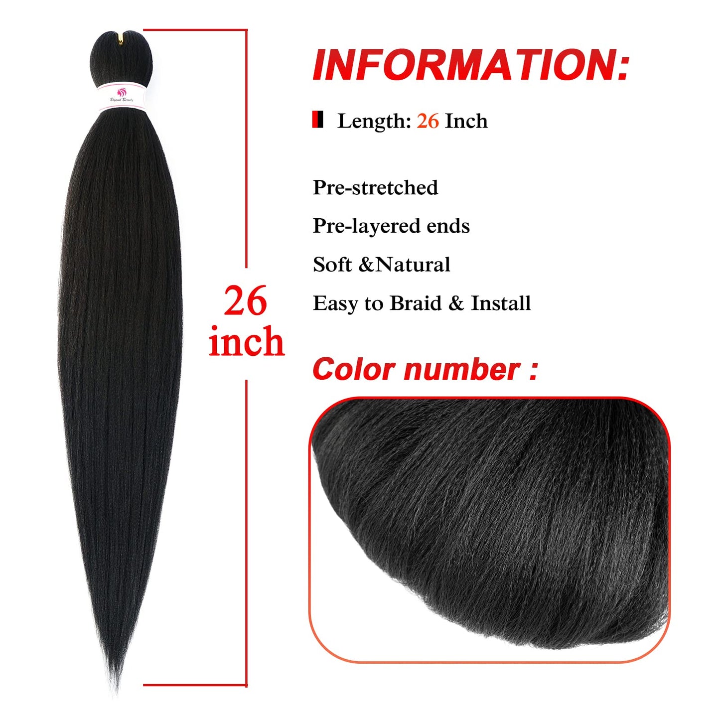 Pre-stretched Braids Hair Professional Itch Free Hot Water Setting Synthetic Fiber Ombre Yaki Texture Braid Hair Extensions 26 Inch 8 Packs Beyond Beauty Braiding Hair 1B-30-27…