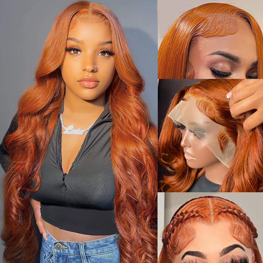 Highlight Ombre Lace Front Wigs Human Hair Pre Plucked with Baby Hair 13x4 Body Wave Frontal Wigs Human Hair 180% Density 4/27 Colored Honey Blonde Lace Front Wig for Women 22 Inch