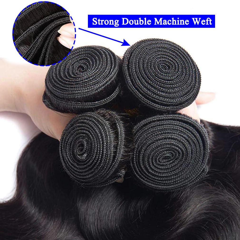 Cirvty 12A Human Hair Bundles Brazilian Body Wave Hair Bundles 20 22 24 Inch 100% Unprocessed Virgin Weave 3 Bundles Human Hair Body Wave Deals Natural Black