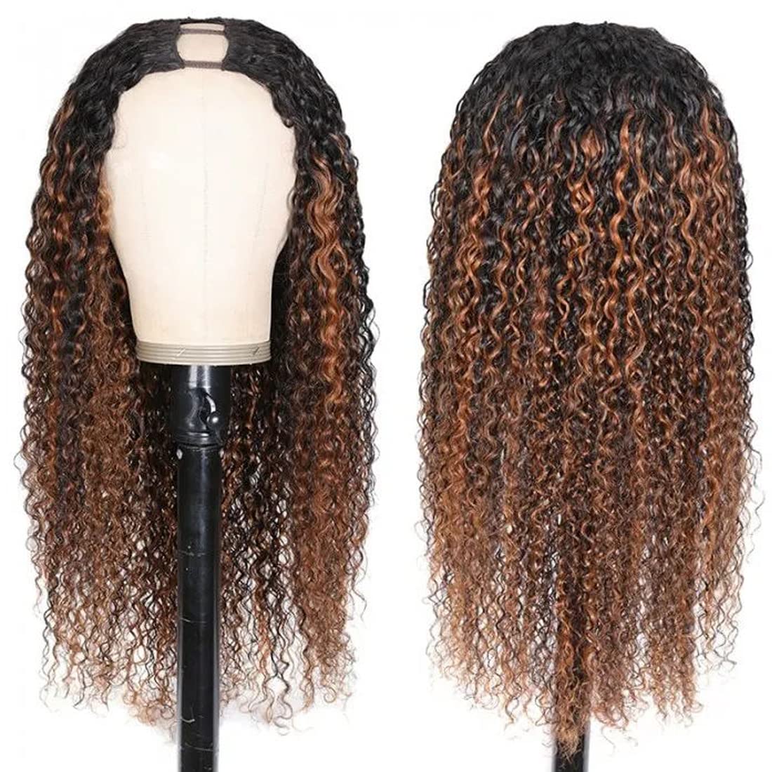 UNICE V Part Curly Wig Human Hair No Leave Out 180% Density Upgrade U part Wigs with Clips Glueless Wig Human Hair for Women Beginner Friendly No Lace No Glue No sew in 18 inch