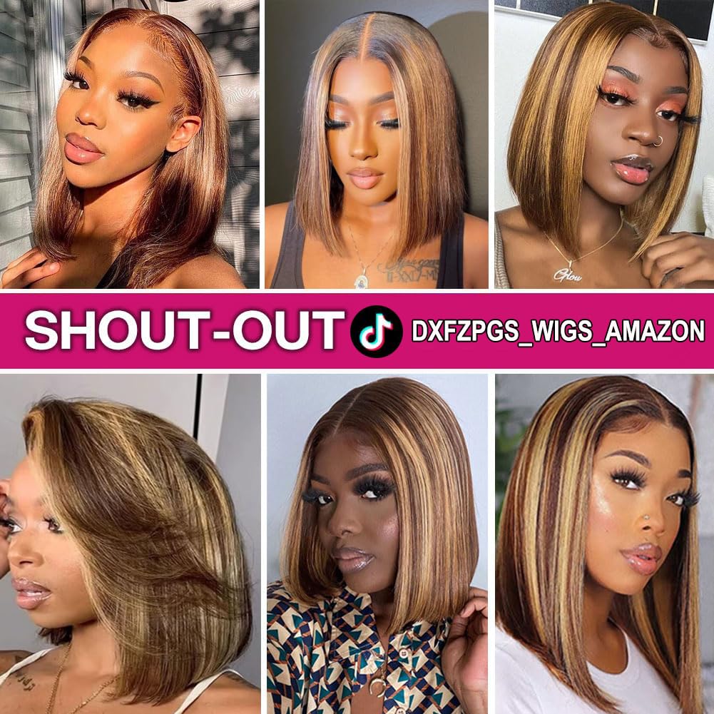 Bob Wig Human Hair 13x6 Lace Front Wigs Human Hair 180 Density Straight Frontal Wigs Human Hair HD Lace Wig Short Bob Wigs for Black Women Human Hair Glueless Wigs Pre Plucked Blunt Cut Wig 12 Inch