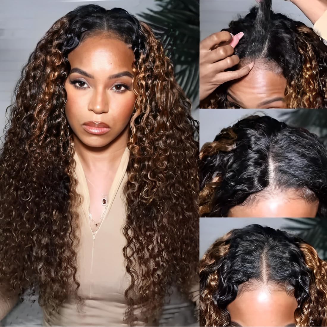 UNICE V Part Curly Wig Human Hair No Leave Out 180% Density Upgrade U part Wigs with Clips Glueless Wig Human Hair for Women Beginner Friendly No Lace No Glue No sew in 18 inch