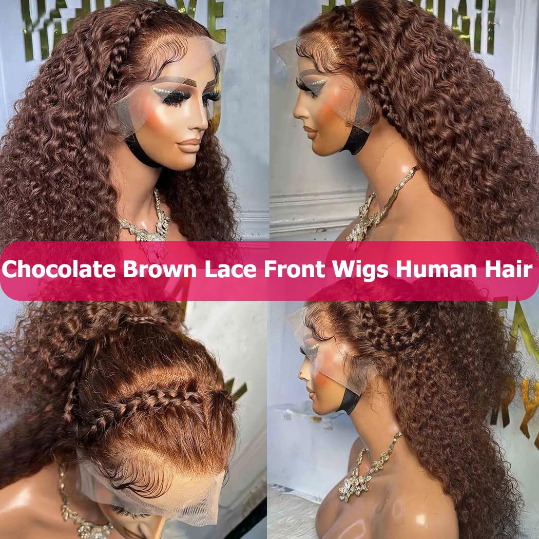 SHOWME 5x5 HD Lace Closure Glueless Wigs Human Hair Pre Plucked Brazilian Virgin Deep Wave Lace Front Wigs Human Hair 180% Density Closure Wig with Elastic Band Natural Hairline