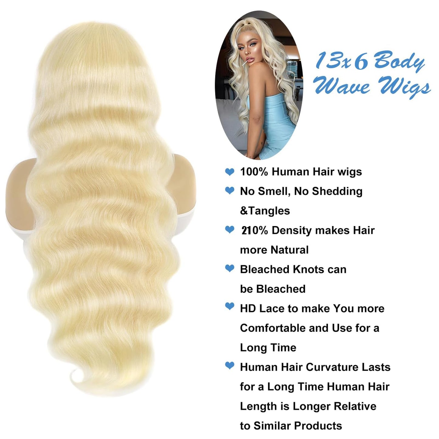 NOELLA 613 Lace Front Wig Human Hair 210% Density 613 13x6 Lace Front Wig Human Hair 30inch, Body Wave 13x6 HD Lace Frontal Wig Blonde Wig Human Hair Pre Plucked with Baby Hair for Women 325g±10