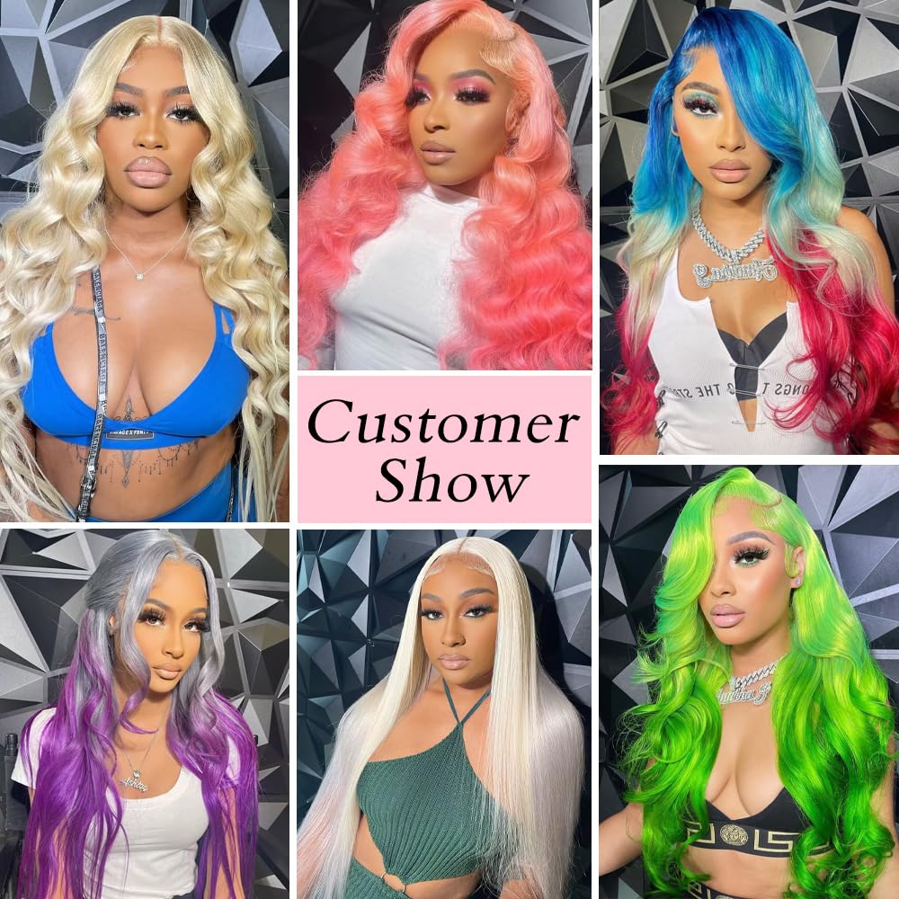 Pink Lace Front Wig Human Hair 13x4 Pink Wig Human Hair Pink Body Wave Lace Front Wigs Human Hair Pre Plucked Colored 12A 200 Density Pink HD Lace Frontal Wig Human Hair With Baby Hair 22 Inch