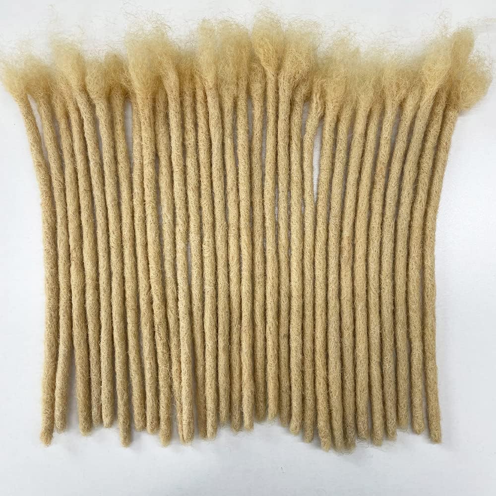 Dreadlock Extension Human Hair 8inch 0.8cm Width 100% Permanent Huamn Hair Loc Extension Can Be Dyed Bleached Curled Handmade Loc Extension for Men Women (30 Strands Natual Black)