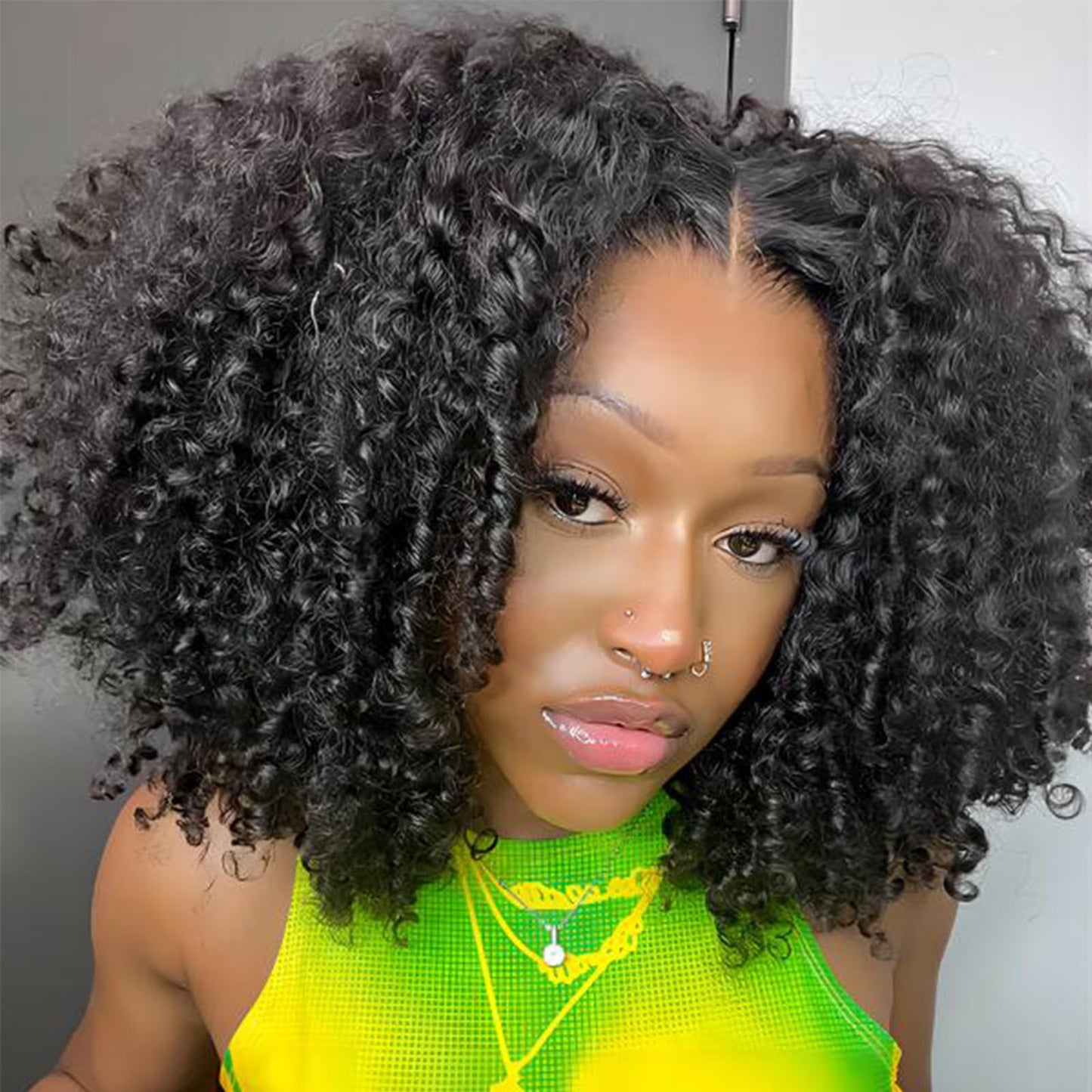 ISEE Wear and Go Glueless Wig Afro Kinky Curly Lace Front Wigs Human Hair 6x4 HD Lace Afro Curly Wigs for Women Lace Pre Cut Glueless Wigs Human Hair Pre Plucked 20 Inch