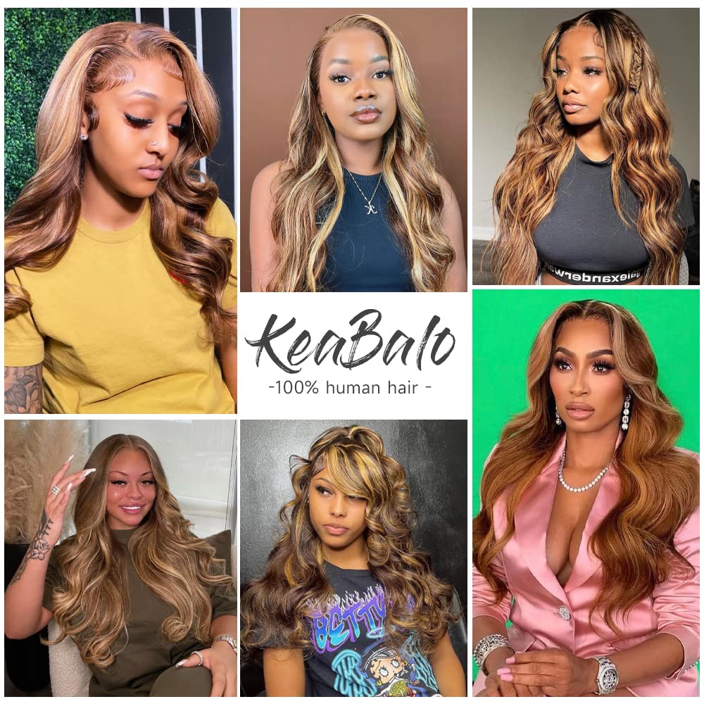 Highlight Ombre Lace Front Wigs Human Hair Pre Plucked with Baby Hair 13x4 Body Wave Frontal Wigs Human Hair 180% Density 4/27 Colored Honey Blonde Lace Front Wig for Women 22 Inch