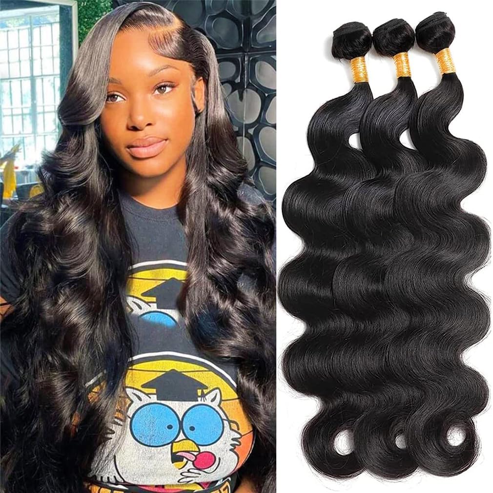 12A Human Hair Bundles 20 22 24 26 Inch Body Wave Bundles Human Hair 100% Unprocessed Brazilian Virgin Hair 4 Bundles Deals Human Hair Extensions Quick Weave Bundles Human Hair Natural Black