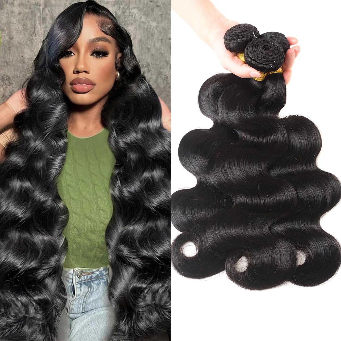 12A Human Hair Bundles 20 22 24 26 Inch Body Wave Bundles Human Hair 100% Unprocessed Brazilian Virgin Hair 4 Bundles Deals Human Hair Extensions Quick Weave Bundles Human Hair Natural Black