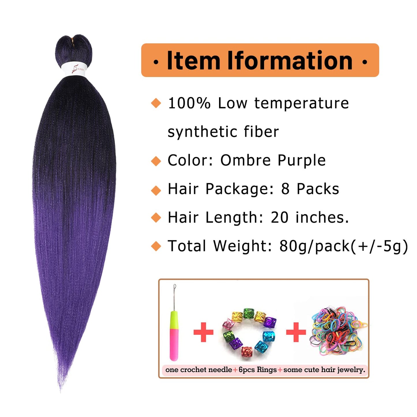 Braiding Hair Pre Stretched 24 Inch 8 Packs Ombre Braiding Hair Professional Soft Braiding Hair Yaki Texture, No Itch, Hot Water Setting Hair Extensions for Braids (24in,1B/30)