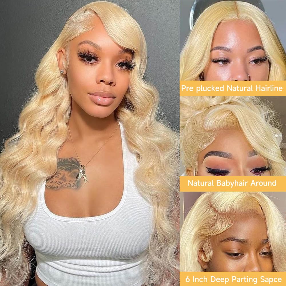 Highlight Ombre Lace Front Wigs Human Hair Pre Plucked with Baby Hair 13x4 Body Wave Frontal Wigs Human Hair 180% Density 4/27 Colored Honey Blonde Lace Front Wig for Women 22 Inch