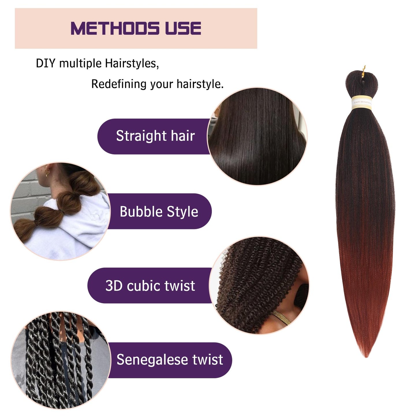 Pre-stretched Braids Hair Professional Itch Free Hot Water Setting Synthetic Fiber Ombre Yaki Texture Braid Hair Extensions 26 Inch 8 Packs Beyond Beauty Braiding Hair 1B-30-27…