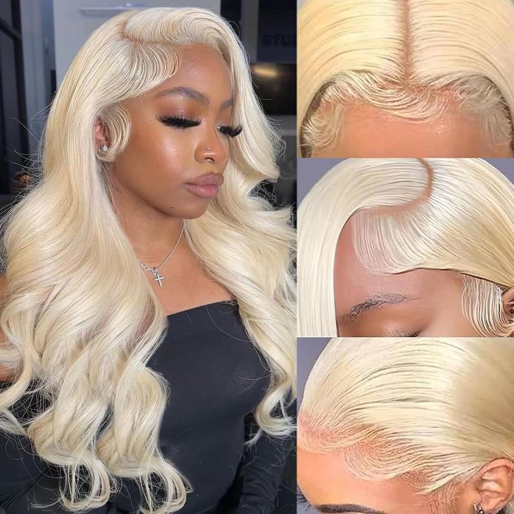 Highlight Ombre Lace Front Wigs Human Hair Pre Plucked with Baby Hair 13x4 Body Wave Frontal Wigs Human Hair 180% Density 4/27 Colored Honey Blonde Lace Front Wig for Women 22 Inch