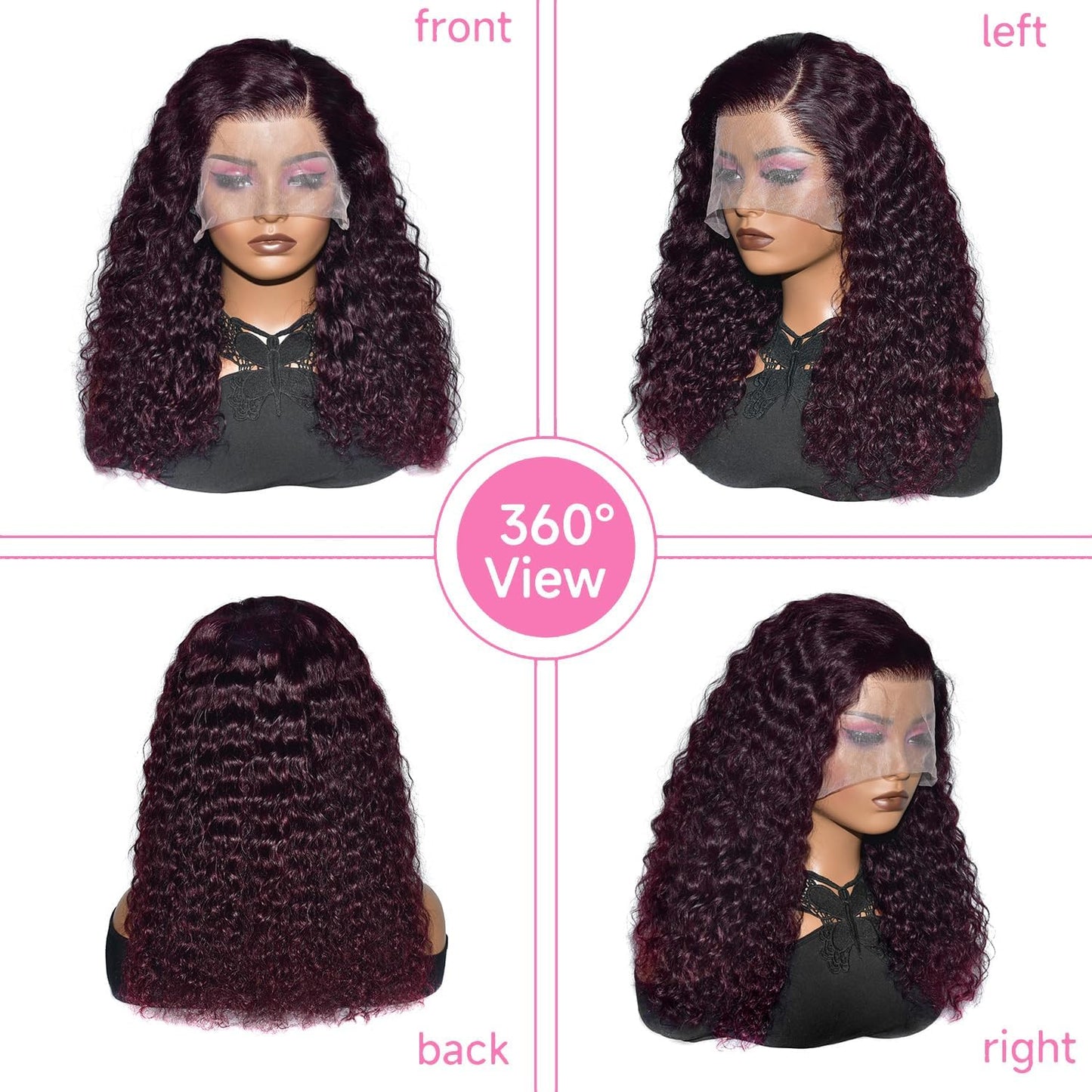 13x4 99J Burgundy Body Wave Lace Front Wigs Human Hair 180% Density Wine Red Color Wigs for Women HD Transparent Lace Front Wigs Glueless Human Hair Pre Plucked with Baby Hair (20inch)