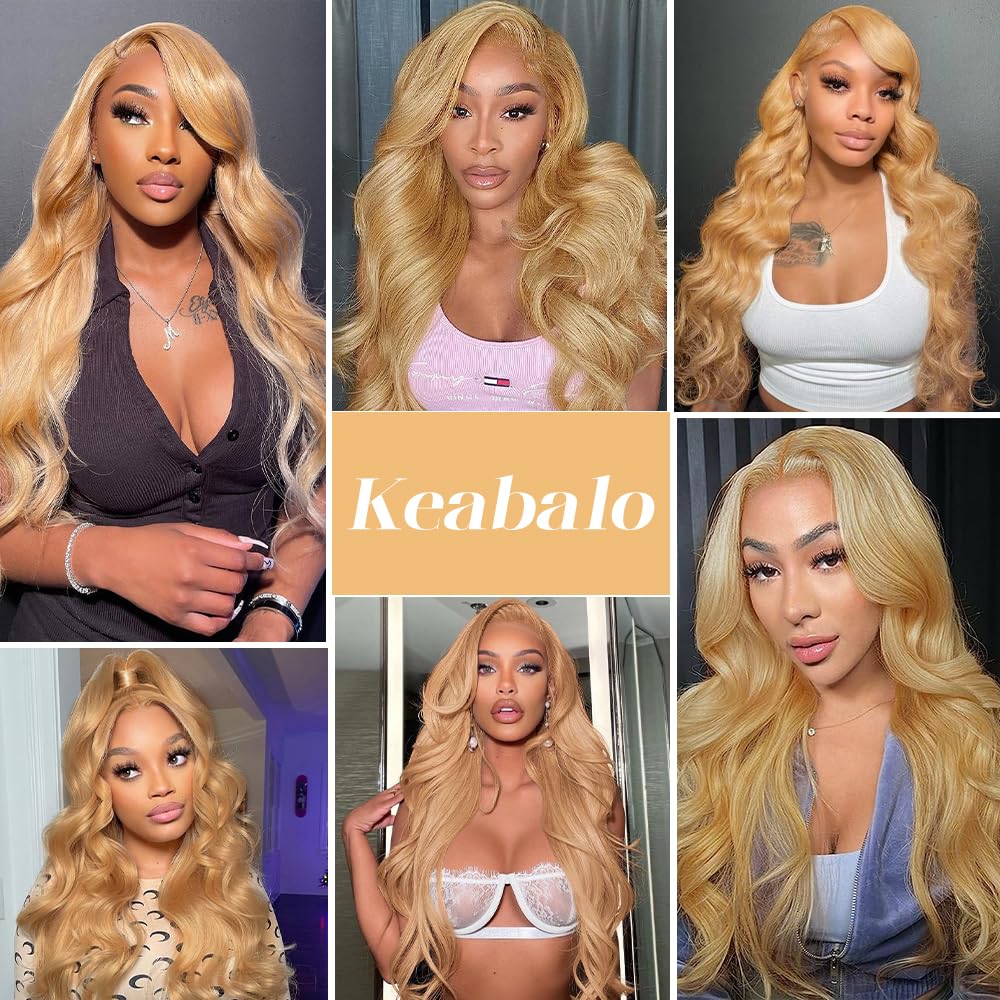 Highlight Ombre Lace Front Wigs Human Hair Pre Plucked with Baby Hair 13x4 Body Wave Frontal Wigs Human Hair 180% Density 4/27 Colored Honey Blonde Lace Front Wig for Women 22 Inch