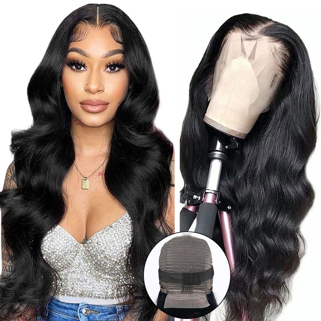 Honey Blonde Lace Front Wig Human Hair Glueless Wigs Human Hair Pre Plucked 13x4 HD Body Wave Lace Front Wigs 4/27 Colored Highlight Ombre Lace Front Wigs for Women