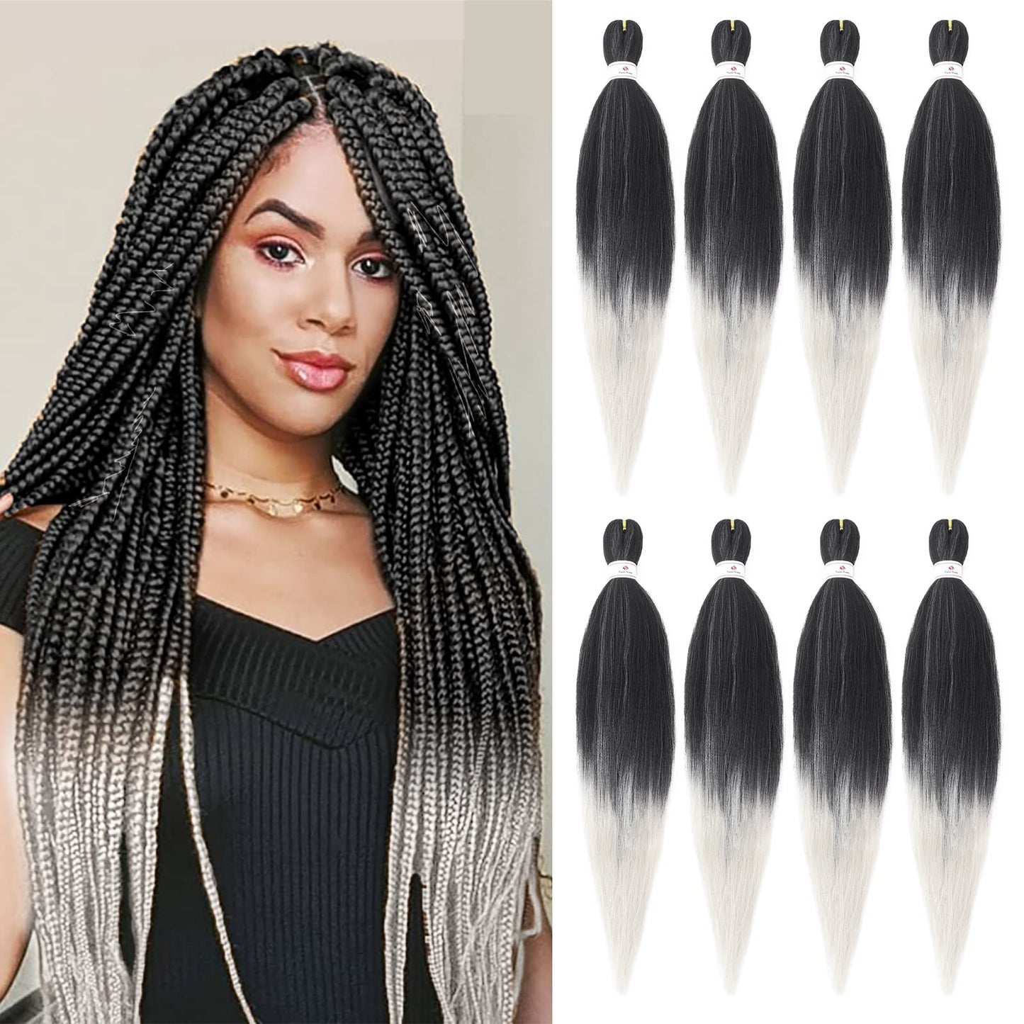 Pre-stretched Braids Hair Professional Itch Free Hot Water Setting Synthetic Fiber Ombre Yaki Texture Braid Hair Extensions 26 Inch 8 Packs Beyond Beauty Braiding Hair 1B-30-27…