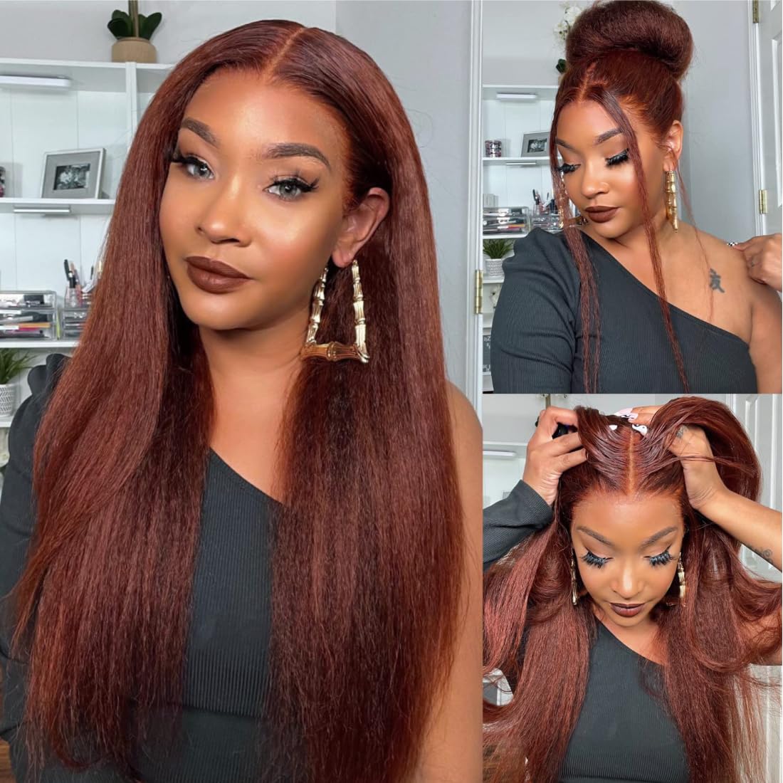 UNICE Kinky Straight V Part Wig Human Hair No Leave Out Glueless Upgrade U Part Wig Human Hair Clip in Wigs Beginner Friendly No-Sew In No Glue 20 inch