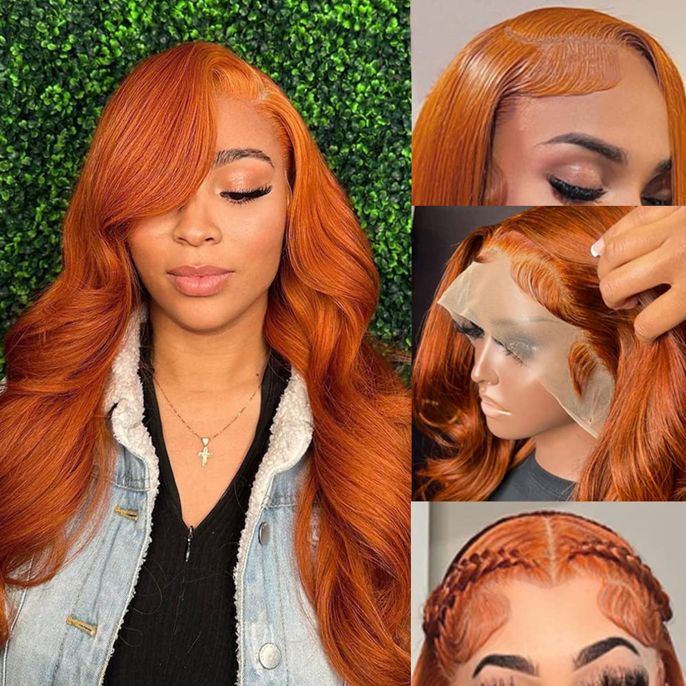 Highlight Ombre Lace Front Wigs Human Hair Pre Plucked with Baby Hair 13x4 Body Wave Frontal Wigs Human Hair 180% Density 4/27 Colored Honey Blonde Lace Front Wig for Women 22 Inch