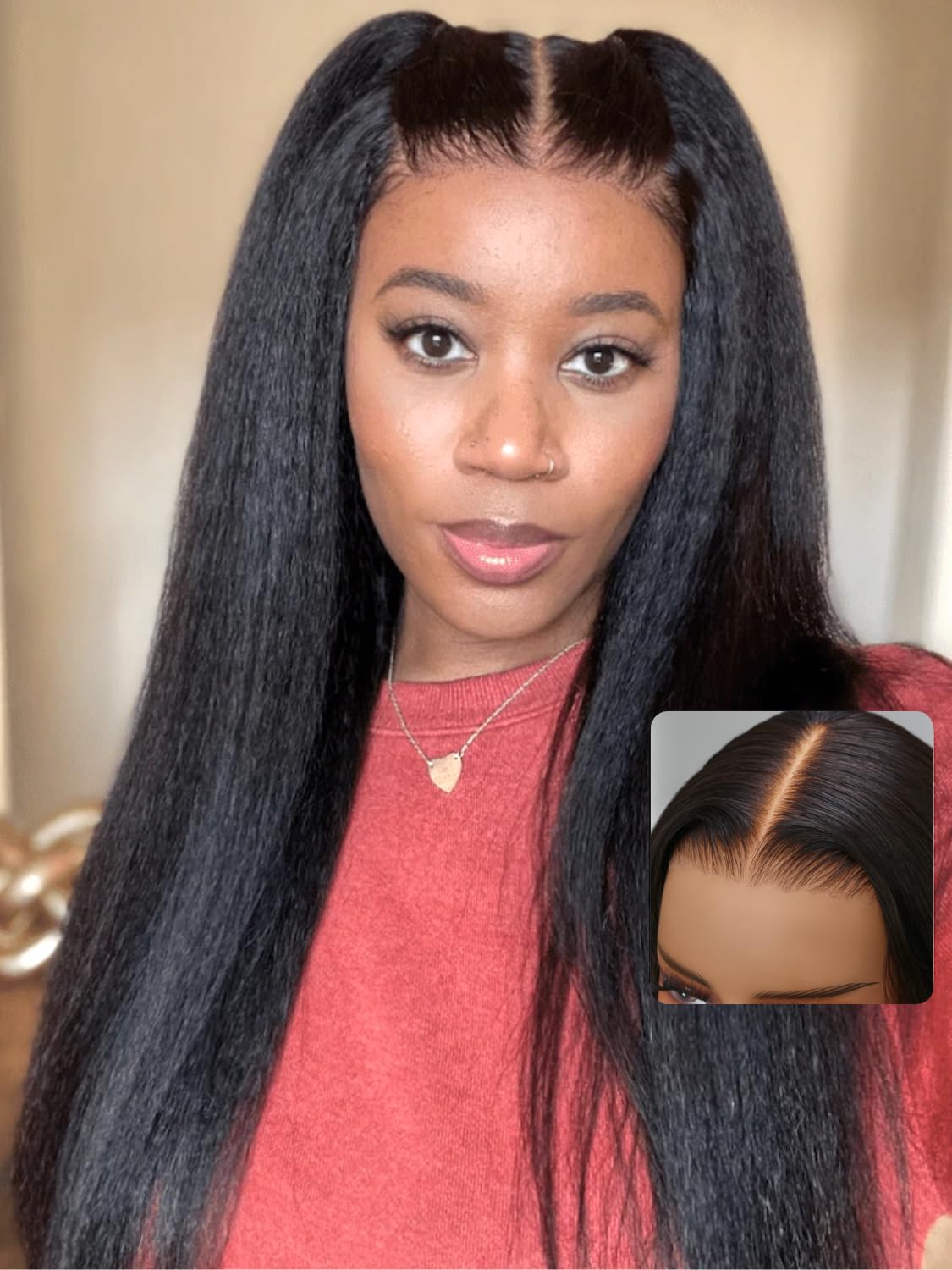 UNICE Kinky Straight V Part Wig Human Hair No Leave Out Glueless Upgrade U Part Wig Human Hair Clip in Wigs Beginner Friendly No-Sew In No Glue 20 inch