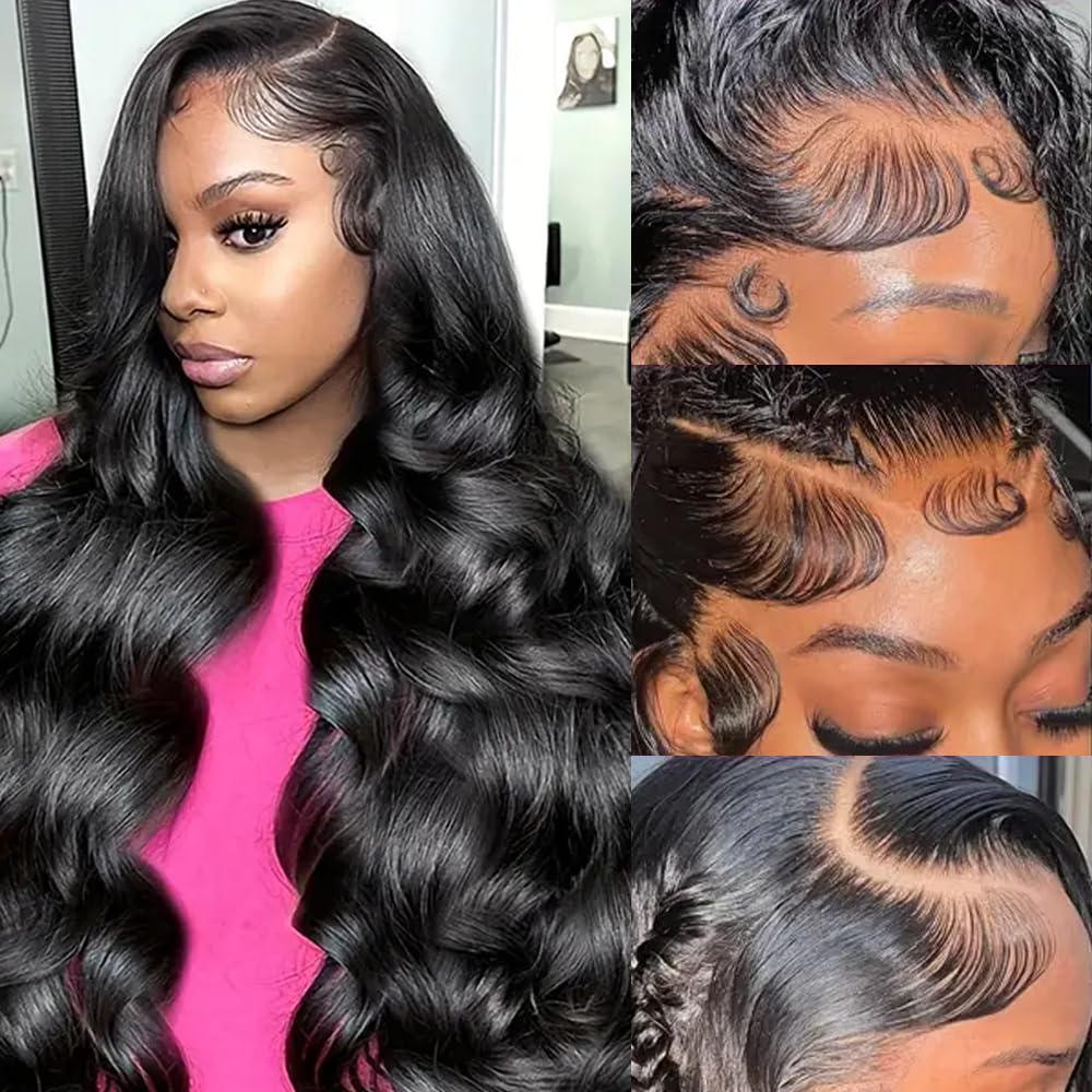 28 Inch 13x6 Lace Front Wigs Human Hair Pre Plucked Body Wave HD Lace Front Wigs Human Hair 180% Density Frontal Glueless Wigs Human Hair with Baby Hair