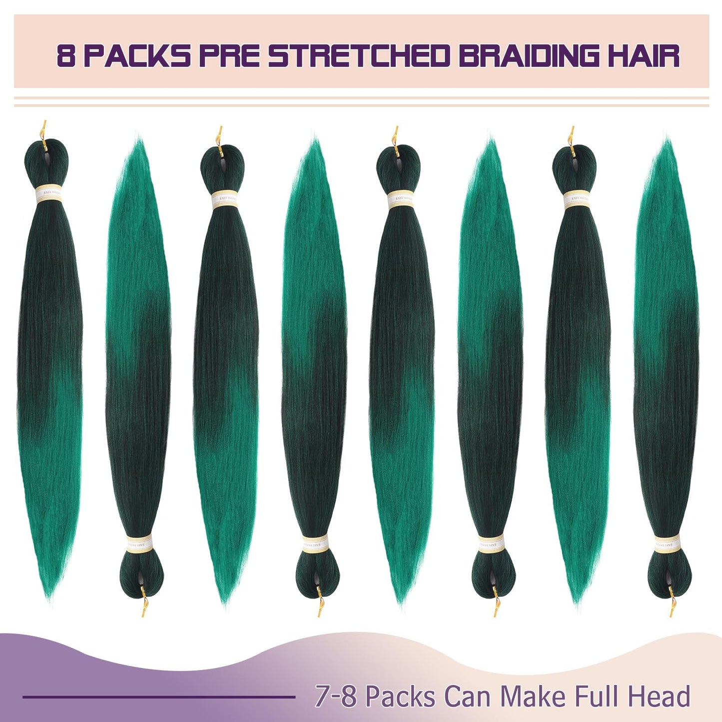 Pre-stretched Braids Hair Professional Itch Free Hot Water Setting Synthetic Fiber Ombre Yaki Texture Braid Hair Extensions 26 Inch 8 Packs Beyond Beauty Braiding Hair 1B-30-27…