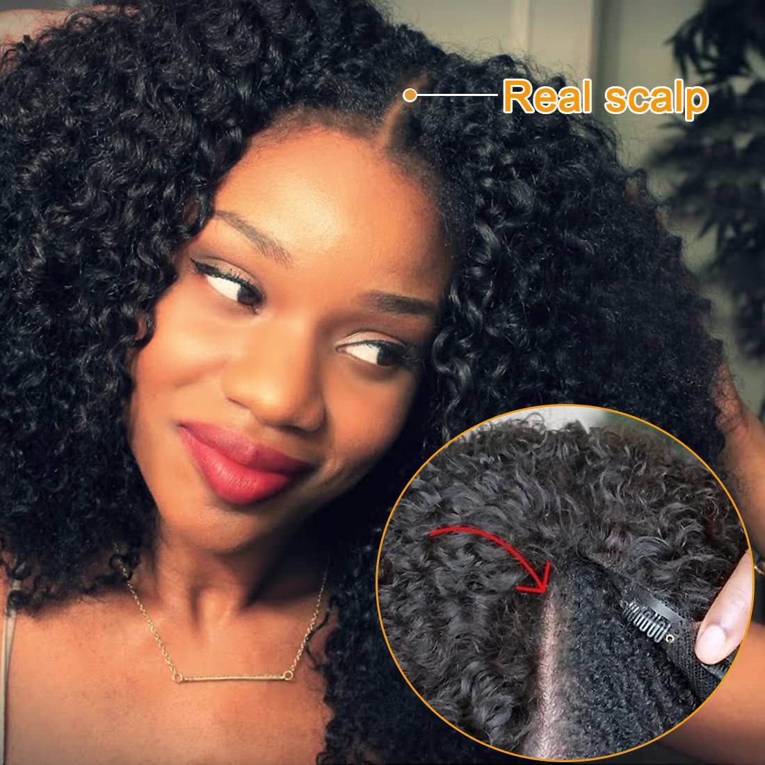 UNICE V Part Curly Wig Human Hair No Leave Out 180% Density Upgrade U part Wigs with Clips Glueless Wig Human Hair for Women Beginner Friendly No Lace No Glue No sew in 18 inch