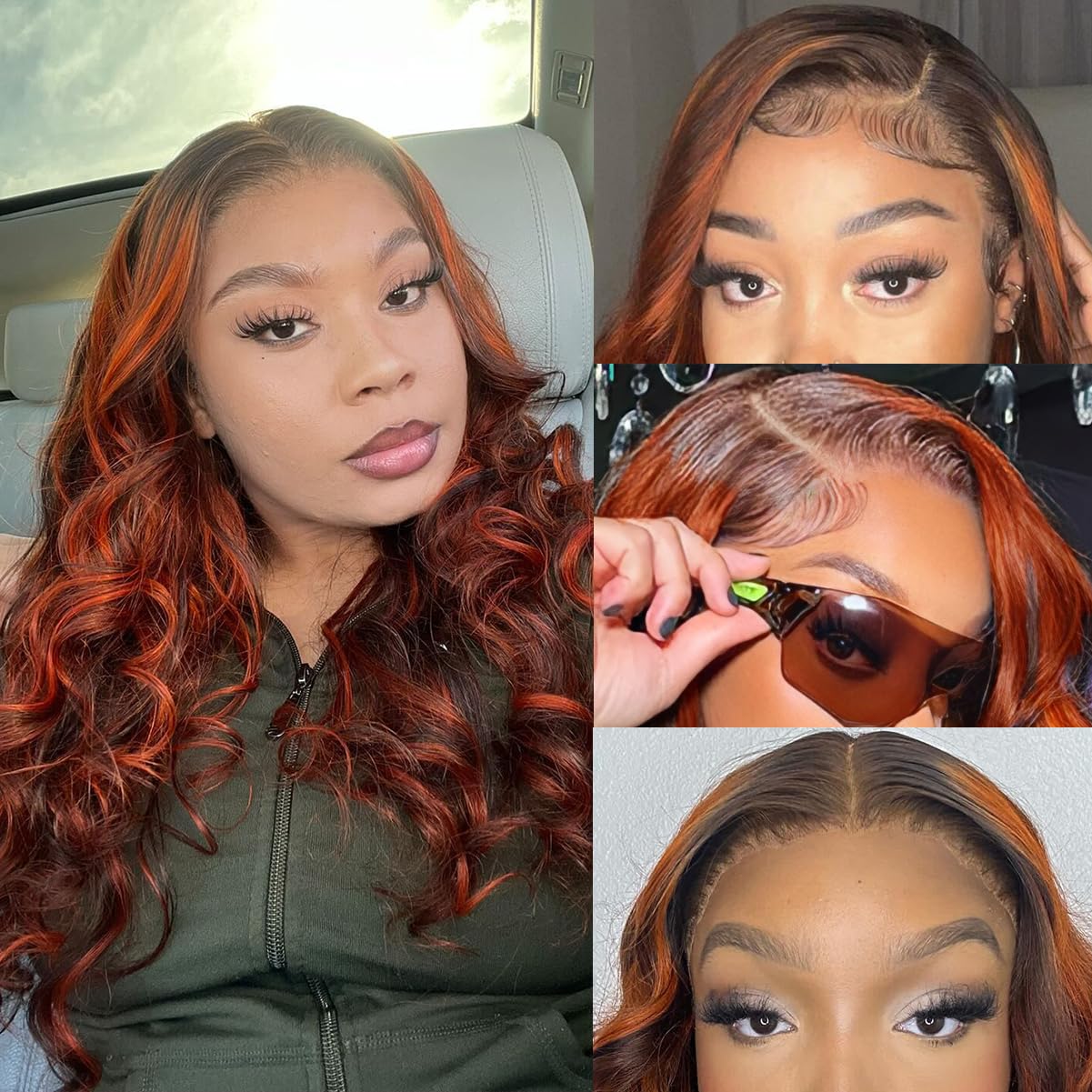 P4/350 Body Wave Lace Front Wigs Human Hair Brown Ginger Colored Wigs 13x4 HD Lace Frontal Highlight Ombre Wig Human Hair 180% Density P4/350 Colored Wigs Human Hair for Black Women 22Inch