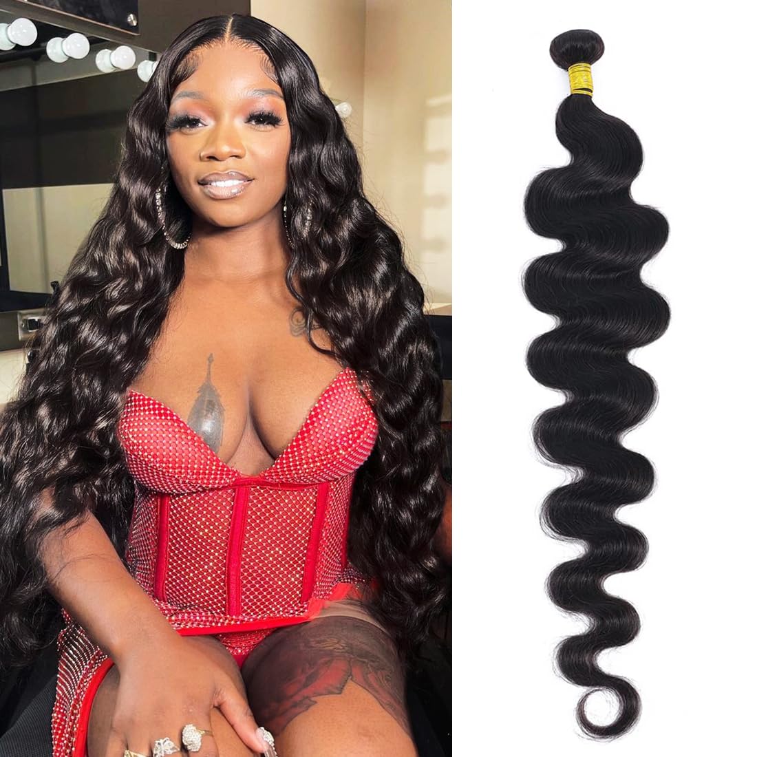 Cirvty 12A Human Hair Bundles Brazilian Body Wave Hair Bundles 20 22 24 Inch 100% Unprocessed Virgin Weave 3 Bundles Human Hair Body Wave Deals Natural Black