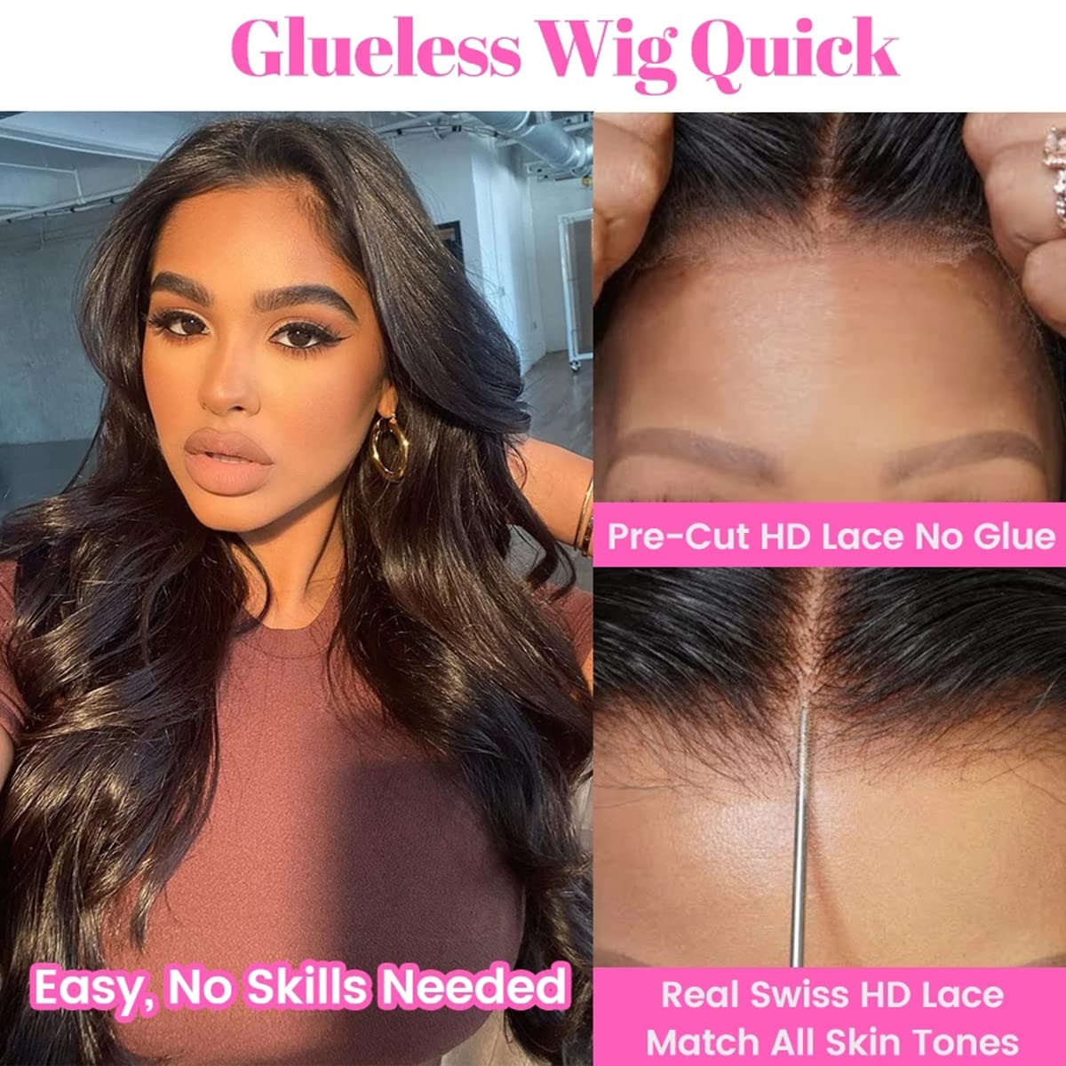 ISEE HAIR HD Lace Front Wig Wear & Go Glueless Lace Wig Brazilian Body Wave Lace Wigs For Women No Glue 4x6 Lace Pre Cut Wig Human Hair Wigs Transparent Lace Closure Wigs 180% Density 18 Inch