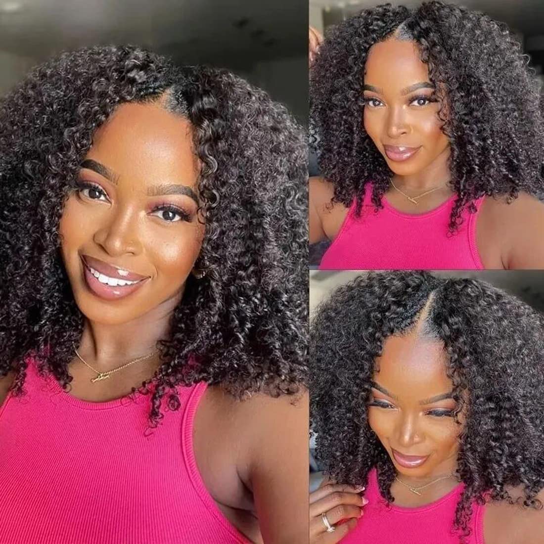 UNICE V Part Curly Wig Human Hair No Leave Out 180% Density Upgrade U part Wigs with Clips Glueless Wig Human Hair for Women Beginner Friendly No Lace No Glue No sew in 18 inch