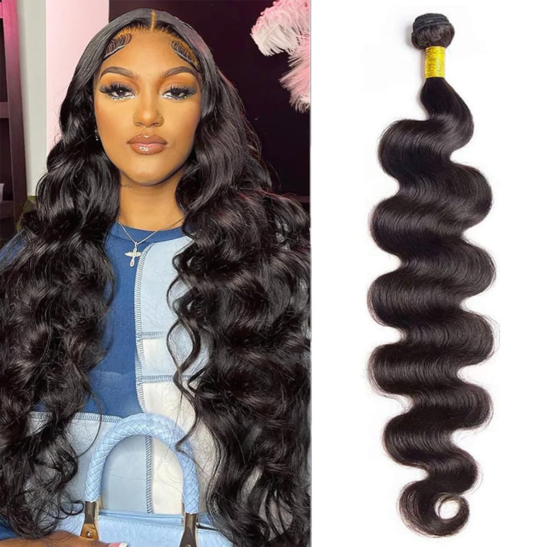 Cirvty 12A Human Hair Bundles Brazilian Body Wave Hair Bundles 20 22 24 Inch 100% Unprocessed Virgin Weave 3 Bundles Human Hair Body Wave Deals Natural Black