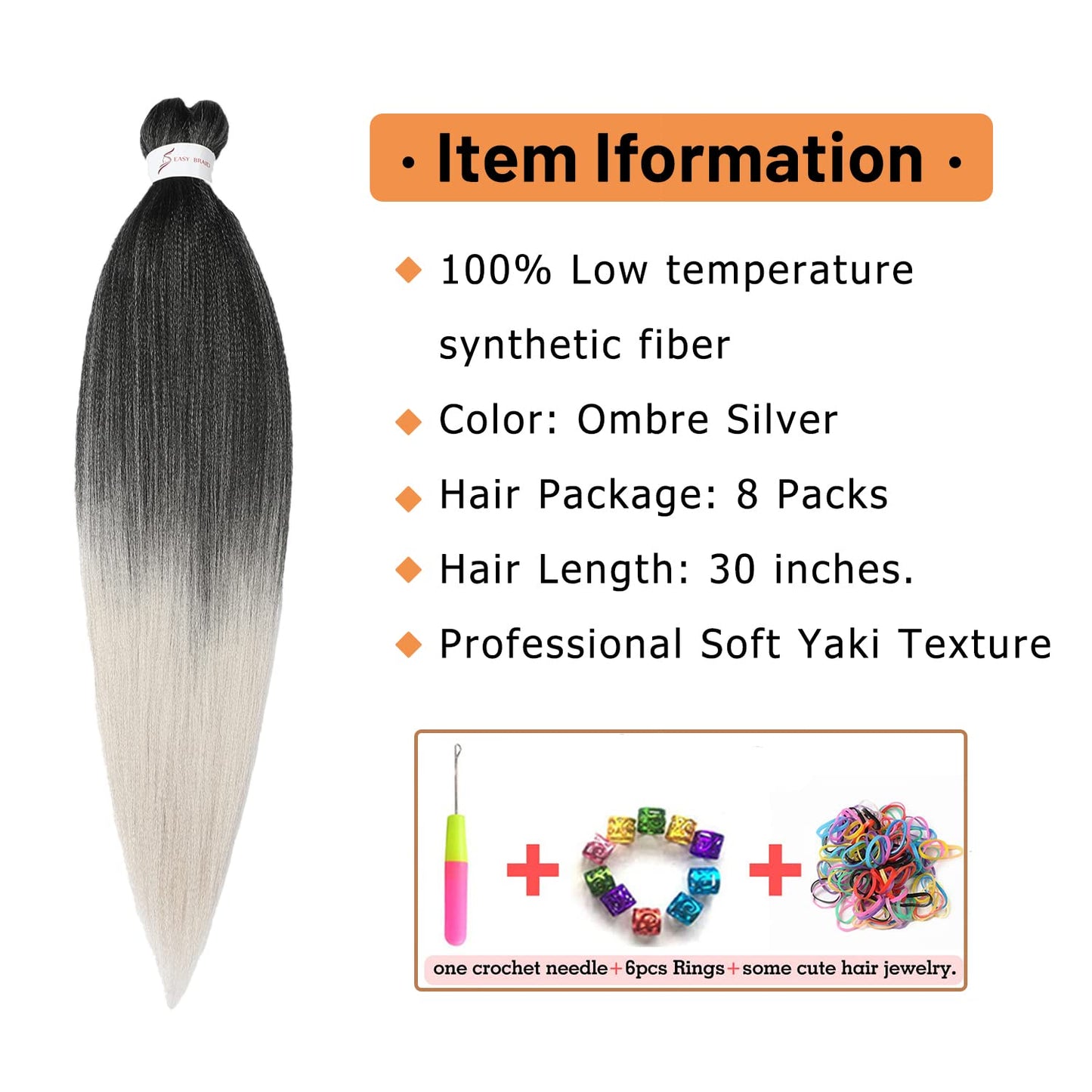 Braiding Hair Pre Stretched 24 Inch 8 Packs Ombre Braiding Hair Professional Soft Braiding Hair Yaki Texture, No Itch, Hot Water Setting Hair Extensions for Braids (24in,1B/30)