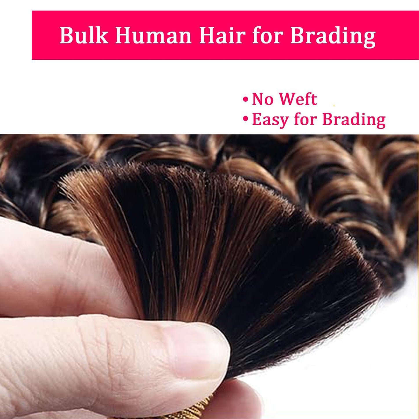 Human Braiding Hair 2 Bundles 100g 20Inch Deep Wave Bulk Human Hair for Braiding No Weft Curly Braiding Hair Bulk Curly Human Hair for Boho Braids 12A Brazilian Virgin Hair Extensions Natural Color