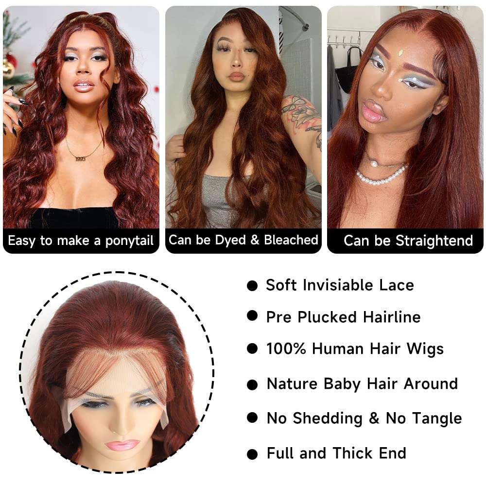 Highlight Ombre Lace Front Wigs Human Hair Pre Plucked with Baby Hair 13x4 Body Wave Frontal Wigs Human Hair 180% Density 4/27 Colored Honey Blonde Lace Front Wig for Women 22 Inch