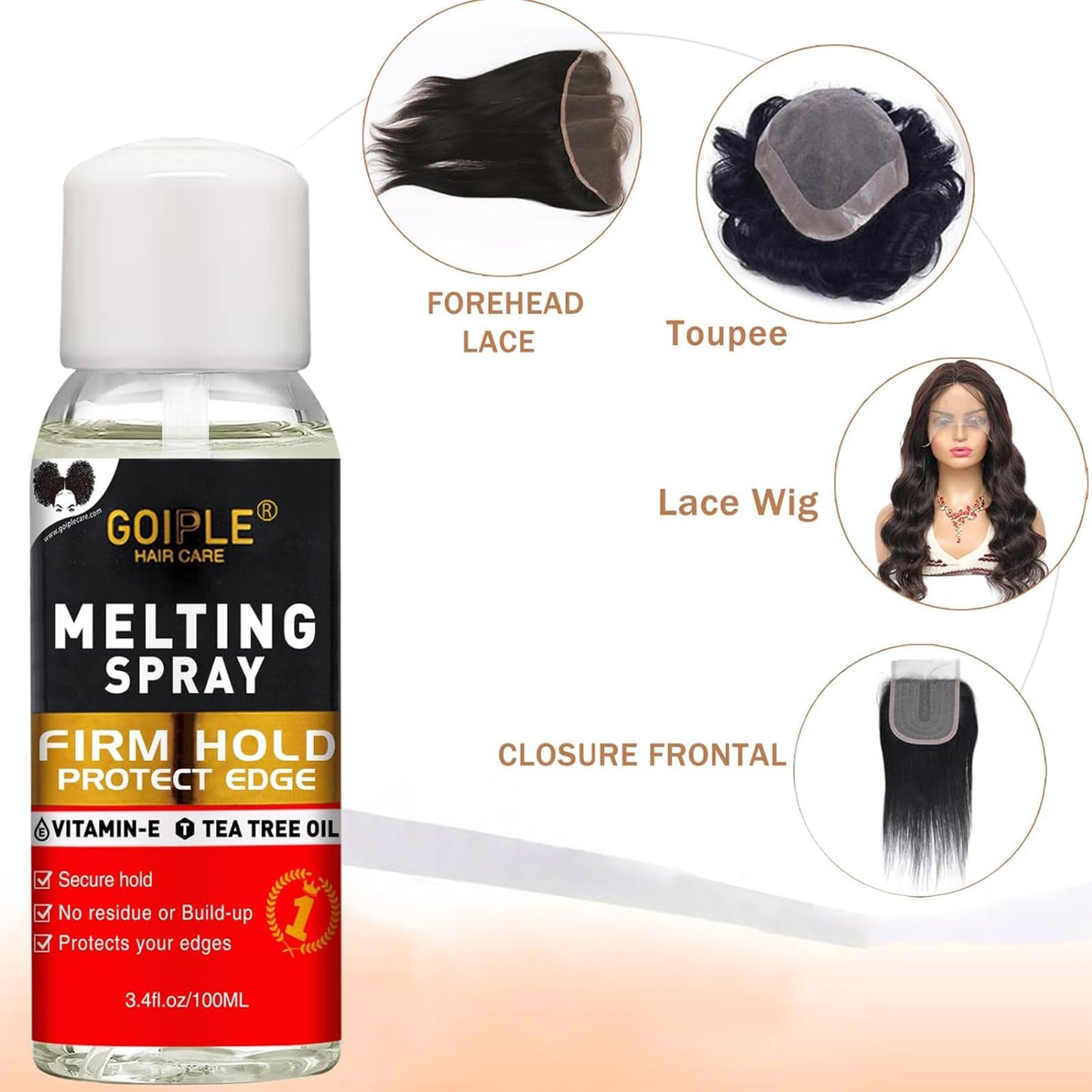 Lace Tint Lace Melting Hair Mousse for Women's Wigs and Hairpieces - Natural Finishing Tint Spray Tool Set (Medium Brown)