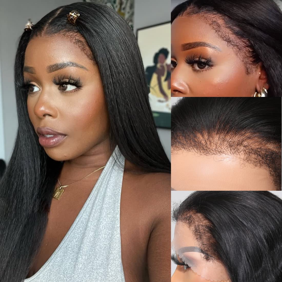 UNICE Kinky Straight V Part Wig Human Hair No Leave Out Glueless Upgrade U Part Wig Human Hair Clip in Wigs Beginner Friendly No-Sew In No Glue 20 inch