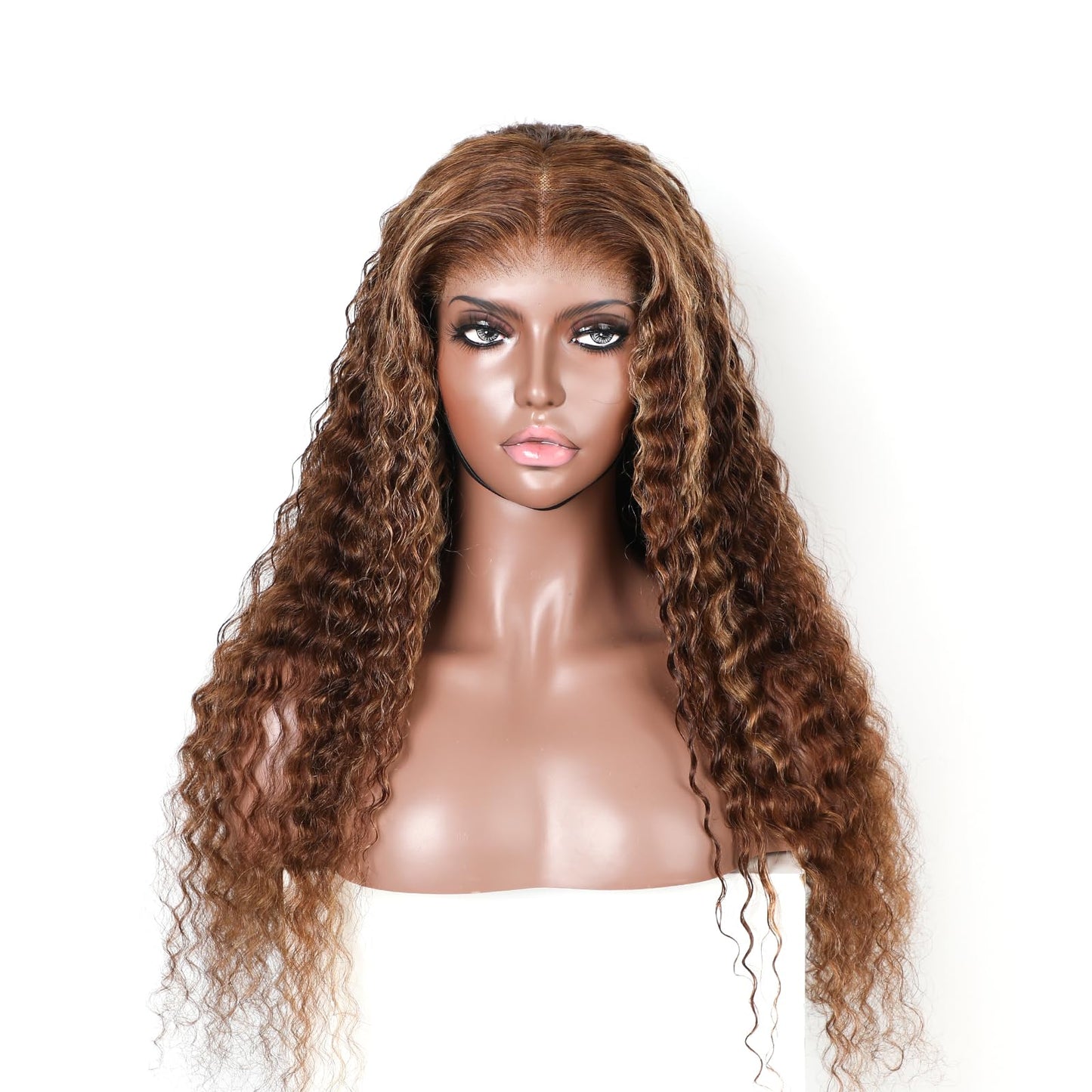 ISEE Wear & Go Glueless Wig Highlight Brown Wigs Silky Straight Pre-plucked 4x6 HD Transparent 4/27 Honey Blonde Lace Frontal Wigs 180% Density Colored Straight Human Hair Wigs for Women 28 Inch