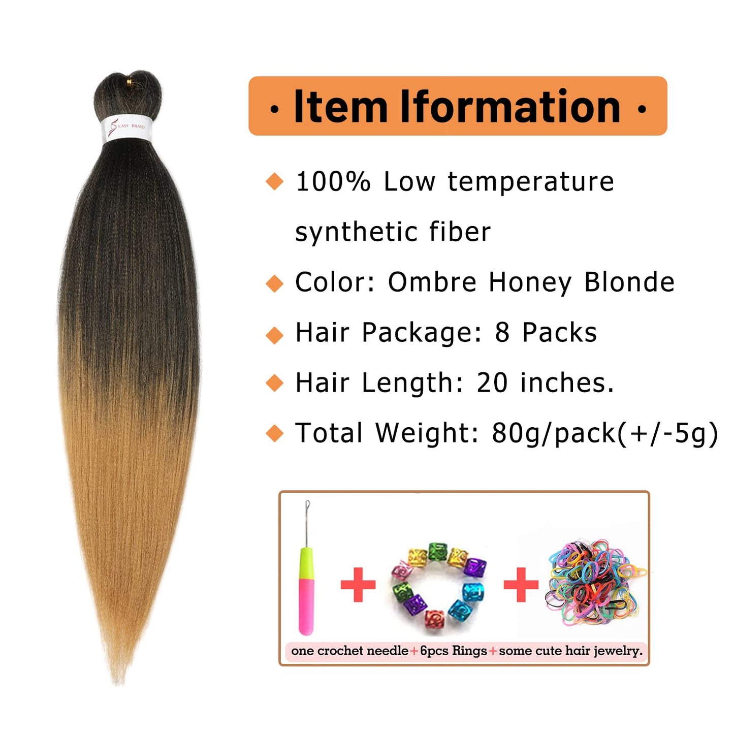 Braiding Hair Pre Stretched 24 Inch 8 Packs Ombre Braiding Hair Professional Soft Braiding Hair Yaki Texture, No Itch, Hot Water Setting Hair Extensions for Braids (24in,1B/30)