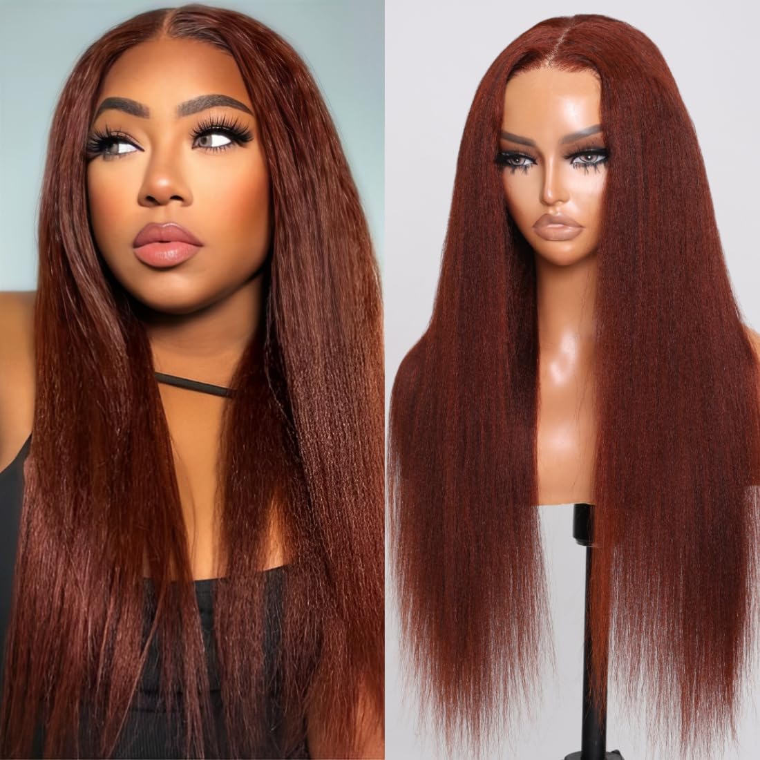 UNICE Kinky Straight V Part Wig Human Hair No Leave Out Glueless Upgrade U Part Wig Human Hair Clip in Wigs Beginner Friendly No-Sew In No Glue 20 inch