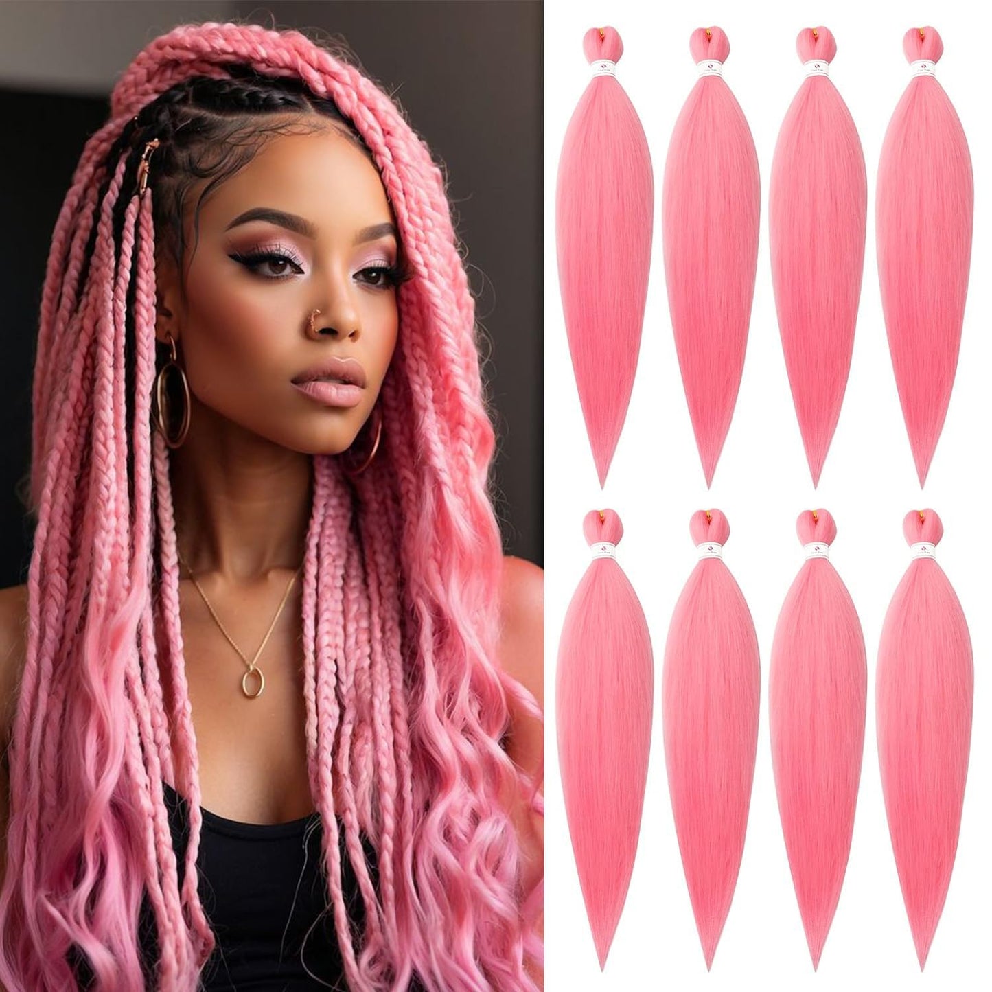 Pre-stretched Braids Hair Professional Itch Free Hot Water Setting Synthetic Fiber Ombre Yaki Texture Braid Hair Extensions 26 Inch 8 Packs Beyond Beauty Braiding Hair 1B-30-27…