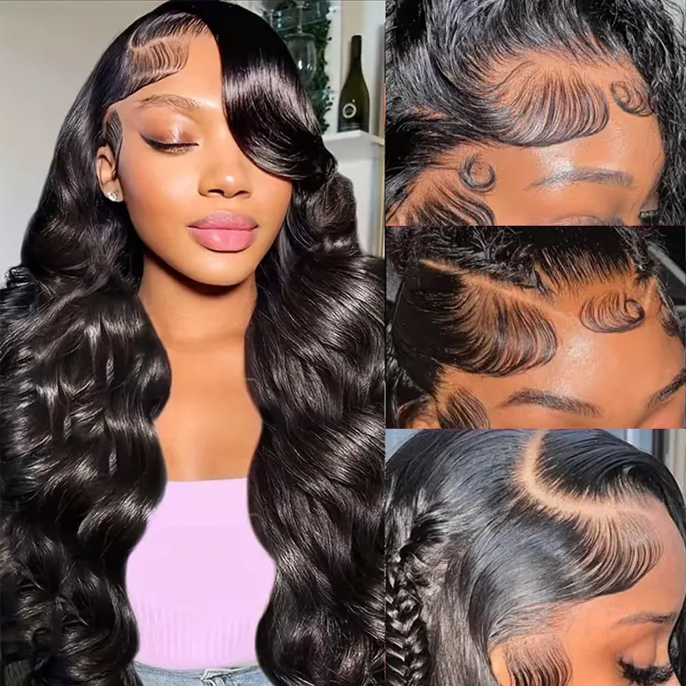 28 Inch 13x6 Lace Front Wigs Human Hair Pre Plucked Body Wave HD Lace Front Wigs Human Hair 180% Density Frontal Glueless Wigs Human Hair with Baby Hair