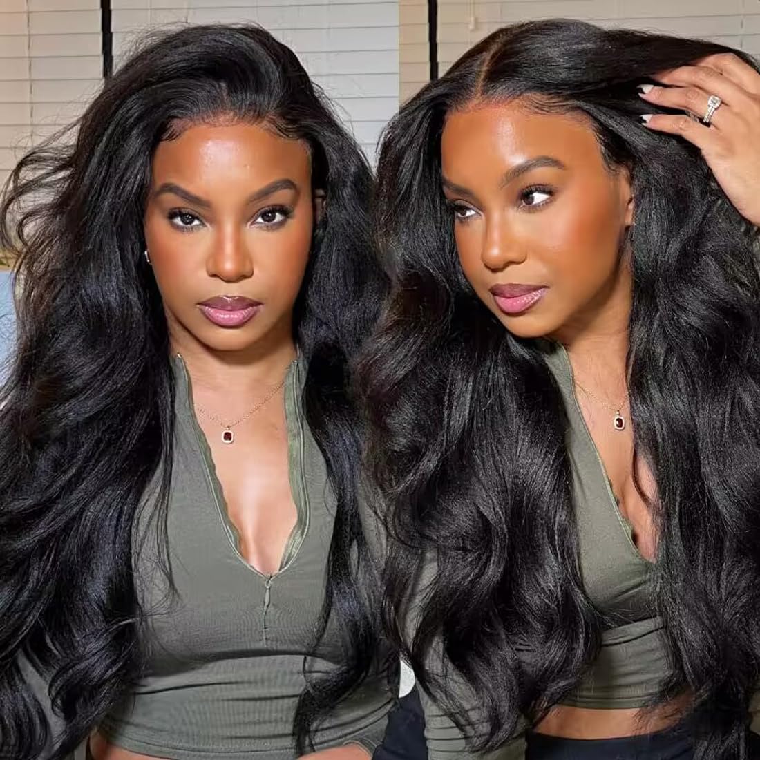 UNICE Kinky Straight V Part Wig Human Hair No Leave Out Glueless Upgrade U Part Wig Human Hair Clip in Wigs Beginner Friendly No-Sew In No Glue 20 inch