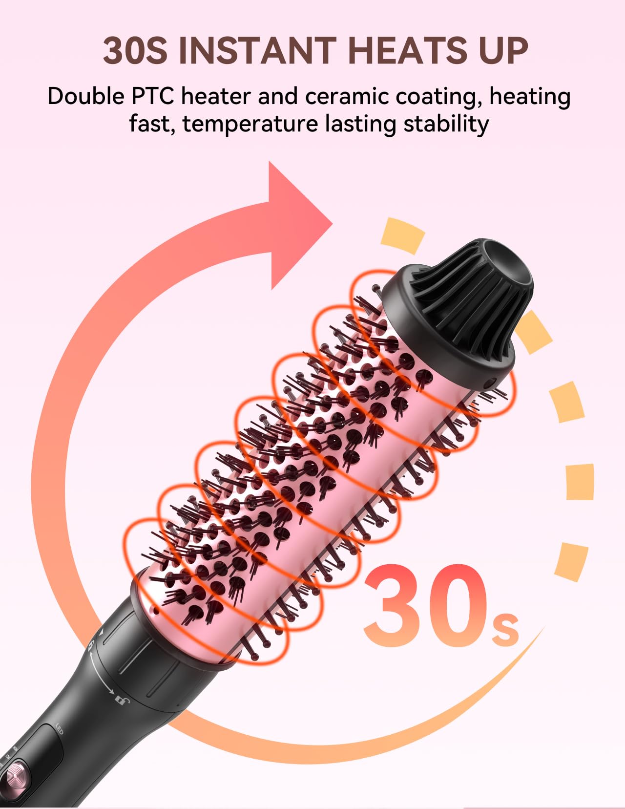 LANDOT 5-in-1 Curling Iron Wand Set: Hair Curler Set with Curling Thermal Brush 1-1/2 inch and 4 Interchangeable Ceramic Curling Wand (0.35”-1.25”) - Instant Heat Up Long Lasting Curls