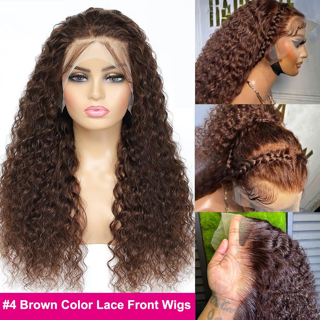 SHOWME 5x5 HD Lace Closure Glueless Wigs Human Hair Pre Plucked Brazilian Virgin Deep Wave Lace Front Wigs Human Hair 180% Density Closure Wig with Elastic Band Natural Hairline