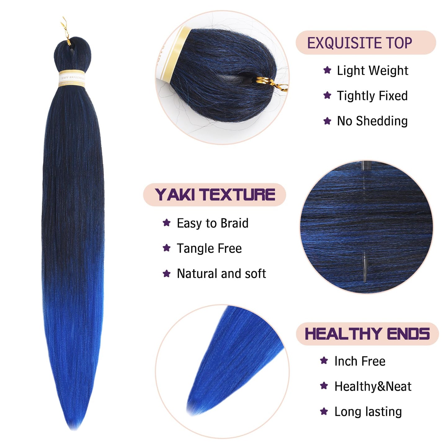 Pre-stretched Braids Hair Professional Itch Free Hot Water Setting Synthetic Fiber Ombre Yaki Texture Braid Hair Extensions 26 Inch 8 Packs Beyond Beauty Braiding Hair 1B-30-27…