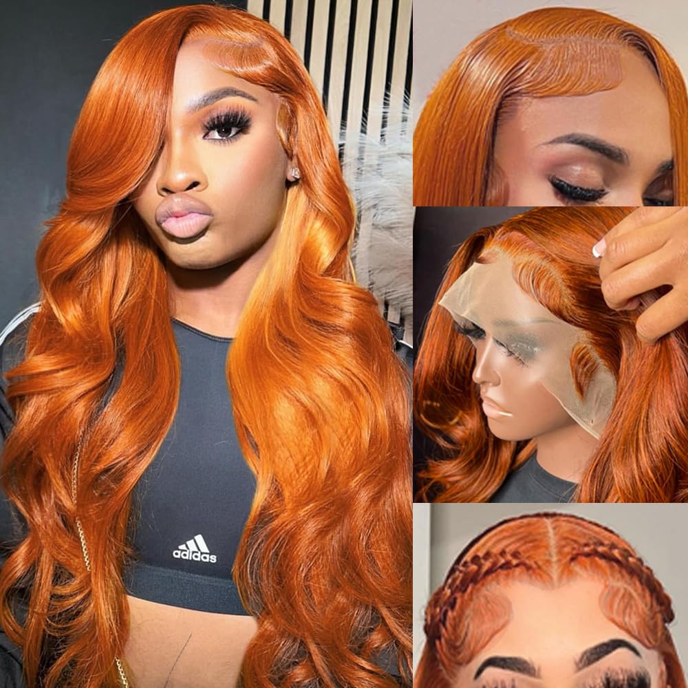 Highlight Ombre Lace Front Wigs Human Hair Pre Plucked with Baby Hair 13x4 Body Wave Frontal Wigs Human Hair 180% Density 4/27 Colored Honey Blonde Lace Front Wig for Women 22 Inch