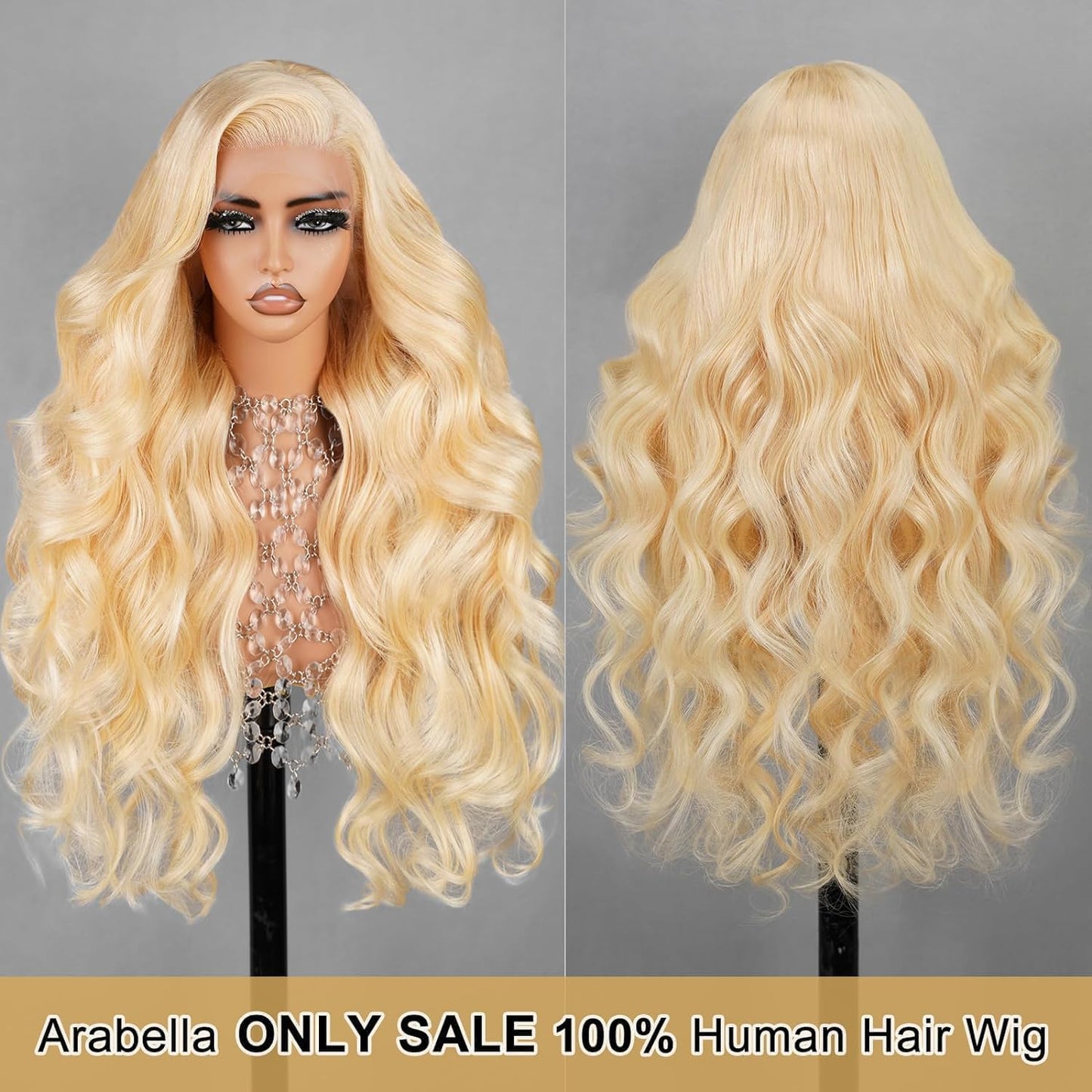 Arabella 613 Lace Front Wig Human Hair 300g-315g 13x4 Blonde Lace Front Wigs Human Hair 210% Density Body Wave 613 Frontal Wig Pre Plucked With Baby Hair (30inch, 613 13X4 body wave wig)